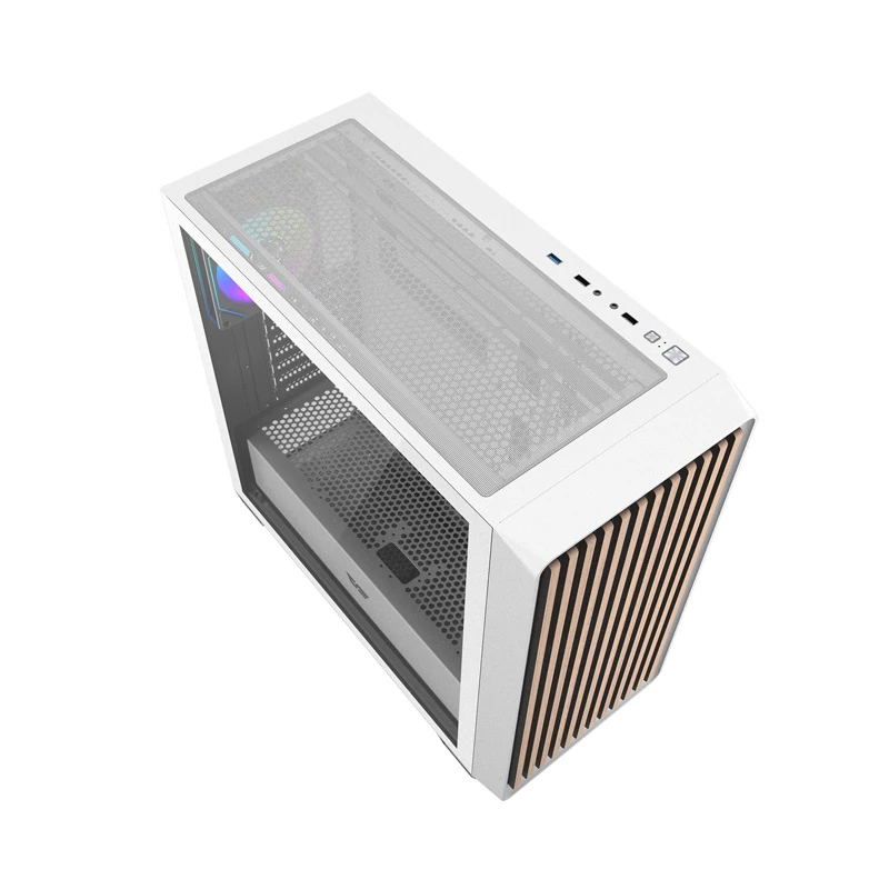 Darkflash DS900WD ATX Mid-Tower datora korpuss (balts) ar 4 ARGB ventilatoriem un rūdīta stikla sānu paneli