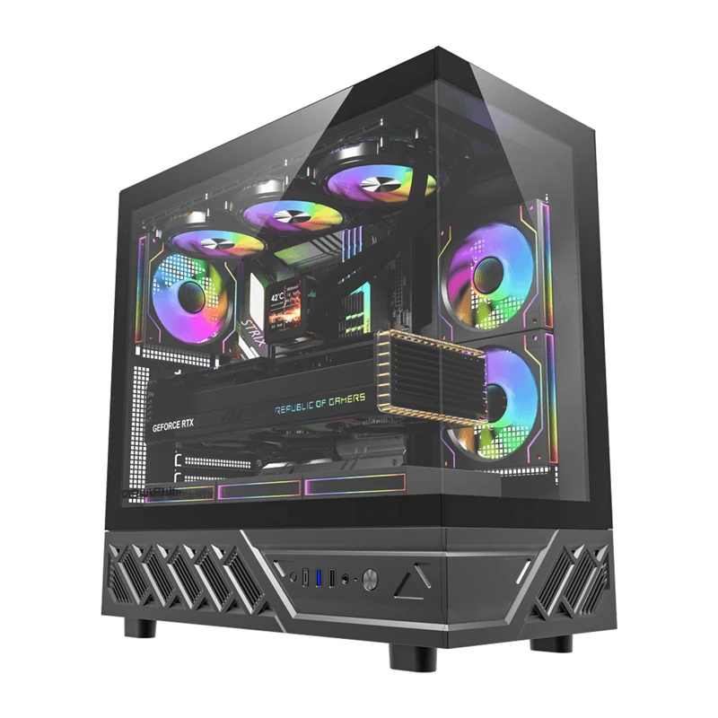 DarkFlash DS950 Mid-Tower Computer Case (Black) with 6 Pre-Installed ARGB Fans