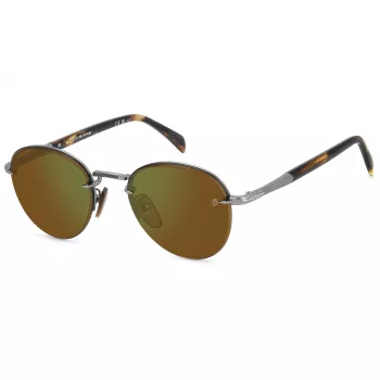 DAVID BECKHAM DB-1173-S-50L Saulesbrilles Vīriešu Zelts Metāla Rāmis Brūna Lēca 51mm