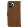 DBRAMANTE 1928 Copenhagen Slim Flip Case for Apple iPhone 13 Pro Max, Full-Grain Grained Leather, Light Brown, Magnetic Closure, 3 Card Slots, Stand Feature, Wireless Charging Support