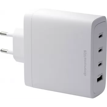 DBRAMANTE1928 Re-Charge GaN sienas lādētājs 140W – 4 izejas porti (3x USB-C, 1x USB-A) – balts
