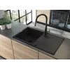 DEANTE 1-Bļoda Granīta Izlietne ar Žāvētāju - Onyx Melna, 620x500mm