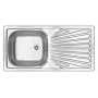 DEANTE 1-Bowl Stainless Steel Sink with Drainer, Linen Finish, 780x435 mm, Inset Drop-in, Reversible