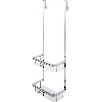 DEANTE Bamboo Shower Caddy ar 2 plauktiem un 2 āķiem - Piekarināms pārdurvju plaukts vannas istabas glabāšanai