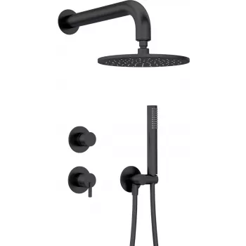 DEANTE Slēptā dušas komplekts ar augšējo dušu - Matēti melns, kvadrātveida 250x250 mm, Arnika Nero