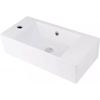 DEANTE Countertop Keramikas Izlietne ar Krāna Atveri Kreisajā Pusē - Balta Spīdīga