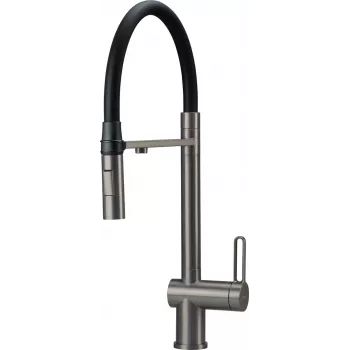 DEANTE virtuves jaucējkrāns ar filtru, elastīgs snīpis, matēti melns