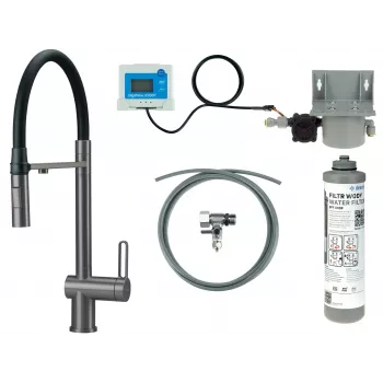 DEANTE Virtuves jaucējkrāns ar ūdens filtrēšanas komplektu, elastīgs snīpis