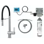 DEANTE Virtuves jaucējkrāns ar ūdens filtrēšanas komplektu, elastīgs snīpis, matēti melns, 3-ceļu