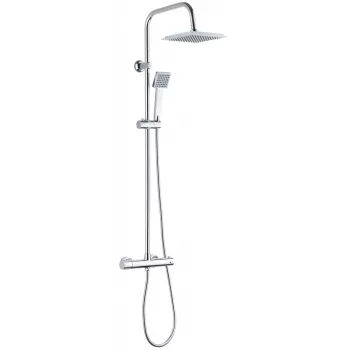DEANTE Lietus duša ar termostata maisītāju - Matēti melna, 250mm apaļa galva, regulējams augstums