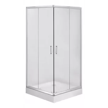 DEANTE Kvadrātveida Dušas Kabīne 80x80 cm ar Divām Bīdāmām Durvīm Hroms