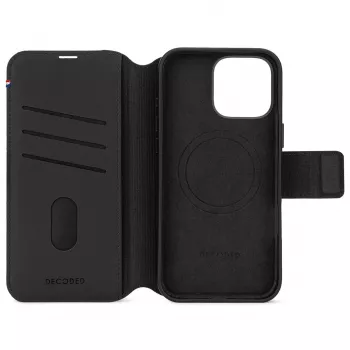Decoded ādas noņemams maciņš iPhone 16 Pro Max, MagSafe saderīgs, melns