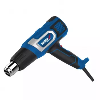 DEDRA Karstā gaisa pistole 2000W ar 3 pakāpju temperatūras regulēšanu, 4 sprauslām un skrāpi