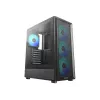 Deepcool CC550 4F Mid Tower korpuss, 4x 120mm LED ventilatori, rūdīts stikls, melns