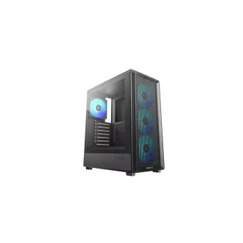 Deepcool CC550 4F Mid Tower korpuss, 4x 120mm LED ventilatori, rūdīts stikls, melns