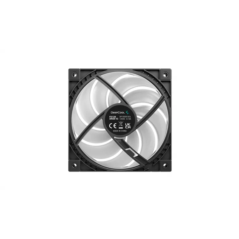 Deepcool FD12R ARGB V2 120mm PWM adresējams RGB korpusa ventilators - melns