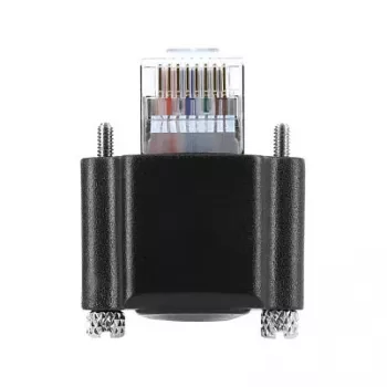 Delock 4m GigE kameras kabelis Cat.6 S/FTP RJ45 90° leņķa skrūvējams fiksators uz RJ45 taisns - melns