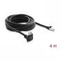 Delock 4m GigE kameras kabelis Cat.6 S/FTP RJ45 90° leņķa skrūvējams fiksators uz RJ45 taisns - melns