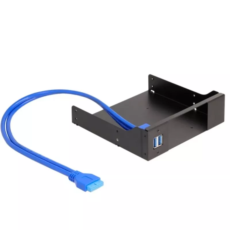 Delock 5,25 collu metāla montāžas rāmis plānas nišas mobilajam rack ar USB 5 Gbps (18006)