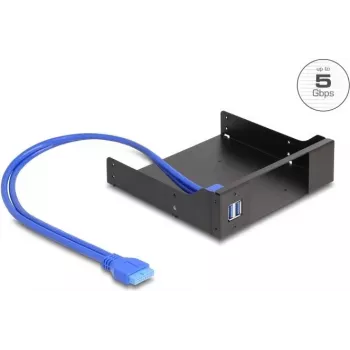 Delock 5,25 collu metāla montāžas rāmis plānas nišas mobilajam rack ar USB 5 Gbps (18006)