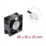 Delock Aksialais ventilators 48 V DC, 60 x 60 x 25 mm ar 4-pin PWM ventilatora savienotāju, melns