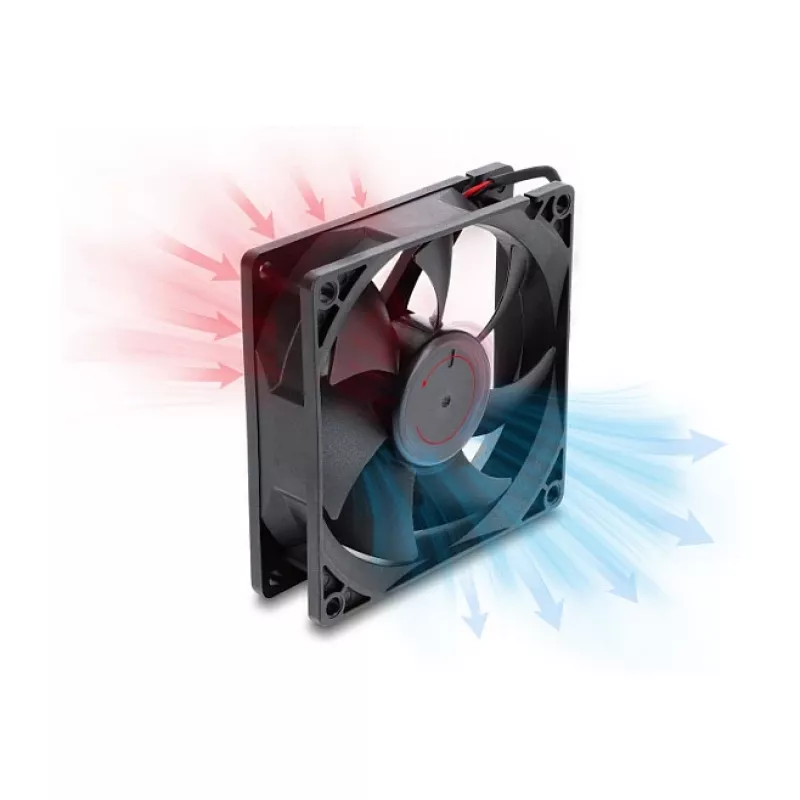 Delock Axial Fan 48 V DC, 92 x 92 x 25 mm ar 2-pin ventilatora savienotāju, melns