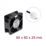 Delock aksiālais ventilators 48V DC 60x60x25mm ar 2 kontaktu savienotāju melns