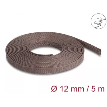 Delock Kabeļu pārvaldības uzmava, 12 mm, pīta, grauzēju izturīga, stiepjama, 5 m, brūna