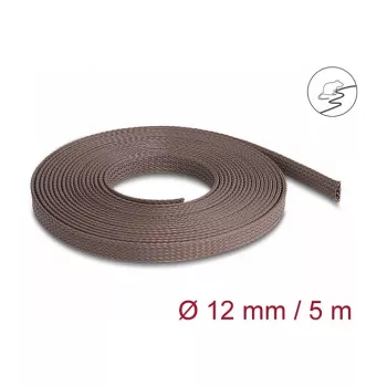 Delock Kabeļu pārvaldības uzmava, 12 mm, pīta, grauzēju izturīga, stiepjama, 5 m, brūna