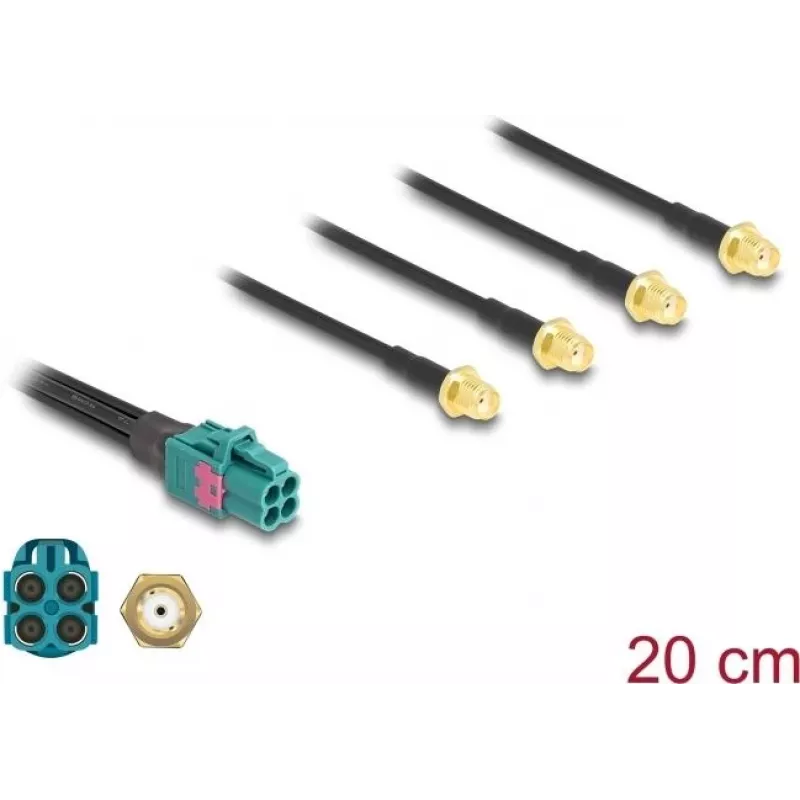 Delock kabelis Mini FAKRA Z Female Quad uz 4 x SMA Male 0,2 m RG-174 90283