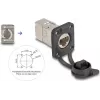 Delock D-tipa RJ45 panelī montējams ligzda Cat.6A STP ar LSA pieslēgumu un IP66 aizsargvāciņu