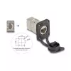 Delock D-tipa RJ45 panelī montējams ligzda Cat.6A STP ar LSA pieslēgumu un IP66 aizsargvāciņu