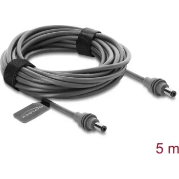 Delock DC 5,5 x 2,1 mm uz DC 5,5 x 2,1 mm kabelis, saderīgs ar Starlink Mini, 5 m, pelēks (91825)