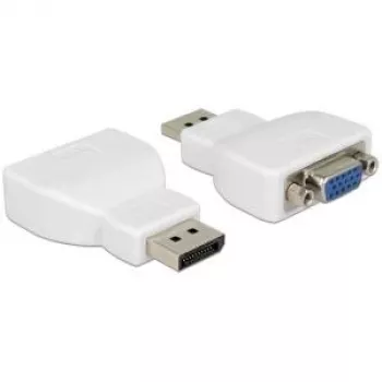 Delock DisplayPort 1.2 vīriešu uz VGA sieviešu aktīvais adapteris balts 65568