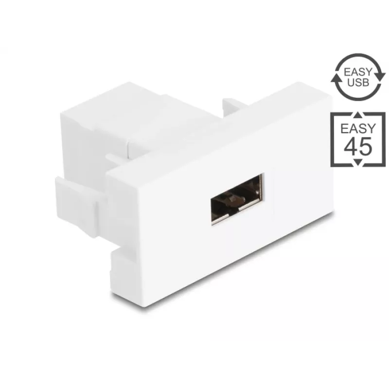 Delock Easy 45 modulis EASY-USB 2.0 Type-A ligzda uz EASY-USB Type-A ligzda balts 90866