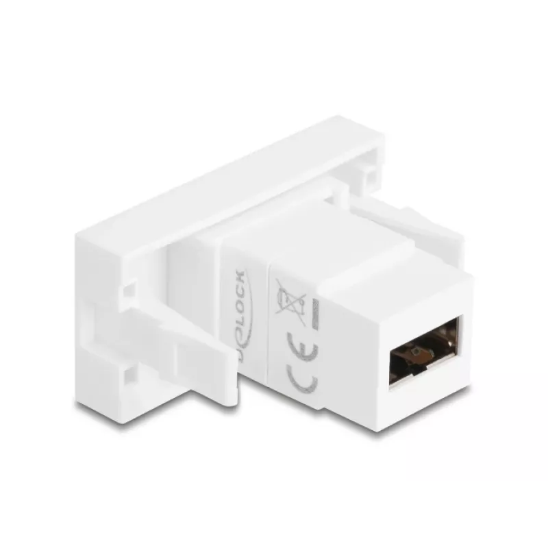 Delock Easy 45 modulis EASY-USB 2.0 Type-A ligzda uz EASY-USB Type-A ligzda balts 90866