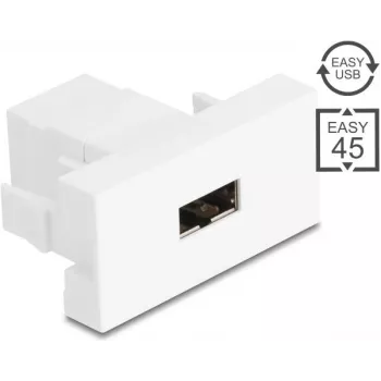 Delock Easy 45 modulis EASY-USB 2.0 Type-A ligzda uz EASY-USB Type-A ligzda balts 90866