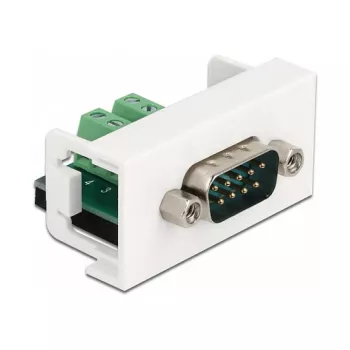 Delock Easy 45 uzspiežamais modulis D-Sub 9 kontaktu vīrišķais uz 10 kontaktu spaiļu bloku, balts RAL 9003 81351