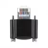 Delock GigE kameras kabelis Cat.6 S/FTP 3m, RJ45 90° leņķa spraudnis ar skrūvēm (28mm) uz RJ45 taisno spraudni, melns
