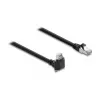 Delock GigE kameras kabelis Cat.6 S/FTP 3m, RJ45 90° leņķa spraudnis ar skrūvēm (28mm) uz RJ45 taisno spraudni, melns