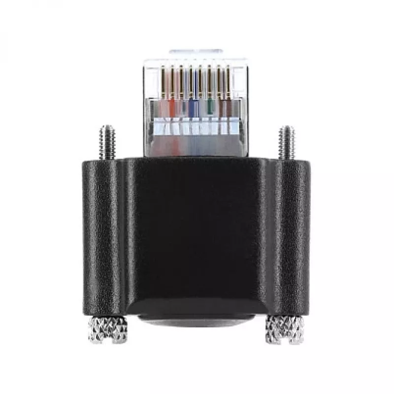 Delock GigE kameras kabelis RJ45 savienotājs 90° leņķī ar skrūvēm, savienotāja garums 28 mm līdz RJ45 savienotājam Cat.6 S/FTP 5 m melns