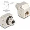 Delock M12 adapteris X-kodēts 8 kontaktu sievišķais uz RJ45 sievišķais Cat.6A STP metāls 60685