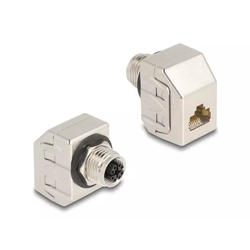 Delock M12 adapteris X-kodēts 8 kontaktu sievišķais uz RJ45 sievišķais Cat.6A STP metāls 60685