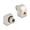Delock M12 adapteris X-kodēts 8 kontaktu sievišķais uz RJ45 sievišķais Cat.6A STP metāls 60685