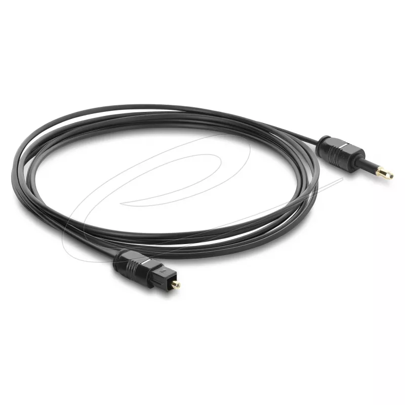 Delock Optiskais audio kabelis – Mini TOSLINK 3.5mm uz TOSLINK, 2m, melns