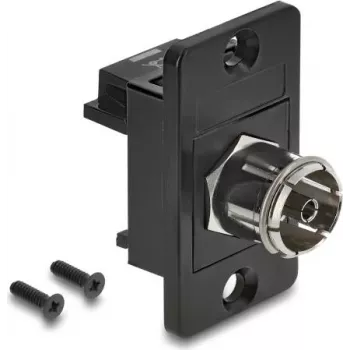 DELOCK Panel Mount IEC C14 male to F-Type female adapteris melns 91196