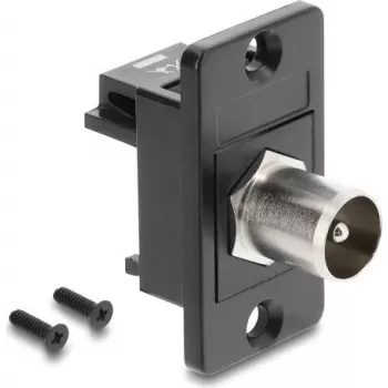 DELOCK Paneļa montāžas IEC C14 kontaktdakša uz F tipa ligzdas adapteris, melns 91204