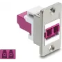 Delock Panel Mount LC Duplex savienotājs, Multimode OM4, sudraba korpuss, violeti savienotāji 91100