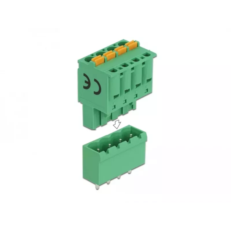 Delock PCB spaiļu bloka komplekts 4 kontakti 5,08 mm solis vertikāls (66501)