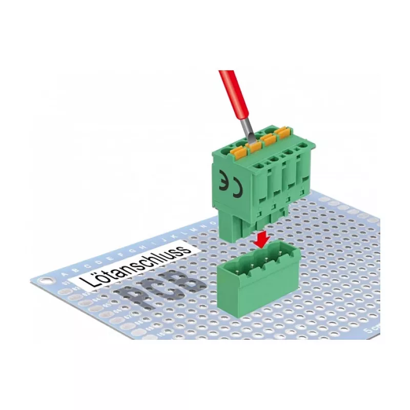 Delock PCB spaiļu bloka komplekts 4 kontakti 5,08 mm solis vertikāls (66501)